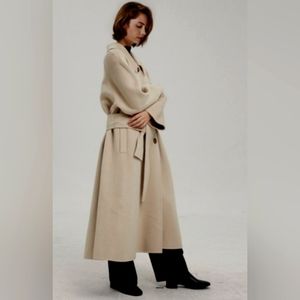 NWT Ava Buttoned Wool Felt Coat (Beige) - NAP Loungewear